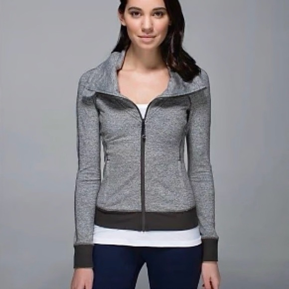 Lululemon Be Present Jacket Womens 8 Heathered Slate Gray Funnel Neck Full Zip - Picture 13 of 13